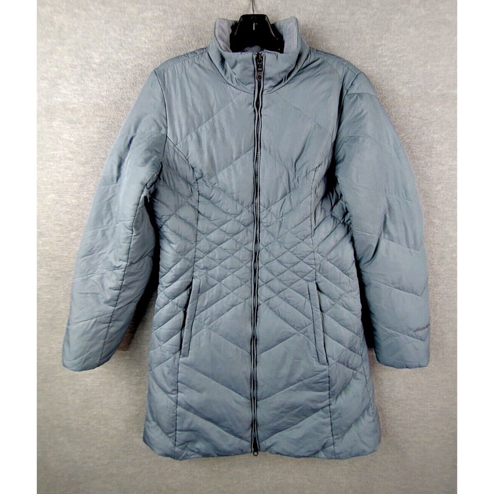 Eddie Bauer Womens Jacket Small‎ Blue Parka Goose Down Puffer Long Outdoor